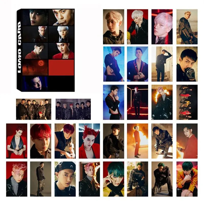 New 30Pcs/set KPOP EXO New OBSESSION 6th Album Photo Card Self Made LOMO Card Photocard