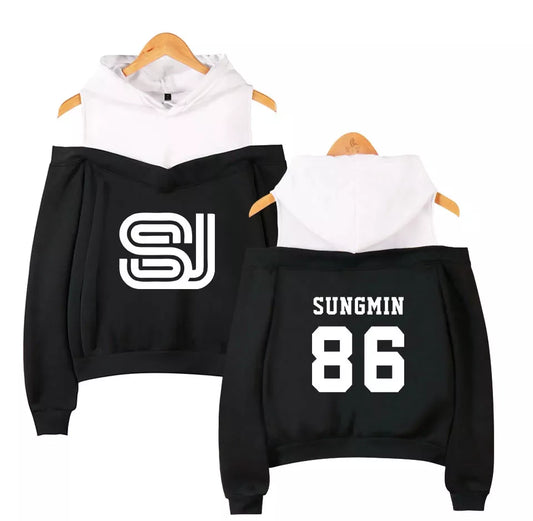 Super Junior 2023 New Arrivals Off Shoulder Fashion Korean KPOP Album Women Hoody Sweatshirts Cotton Long Sleeve Sexy Hoodies