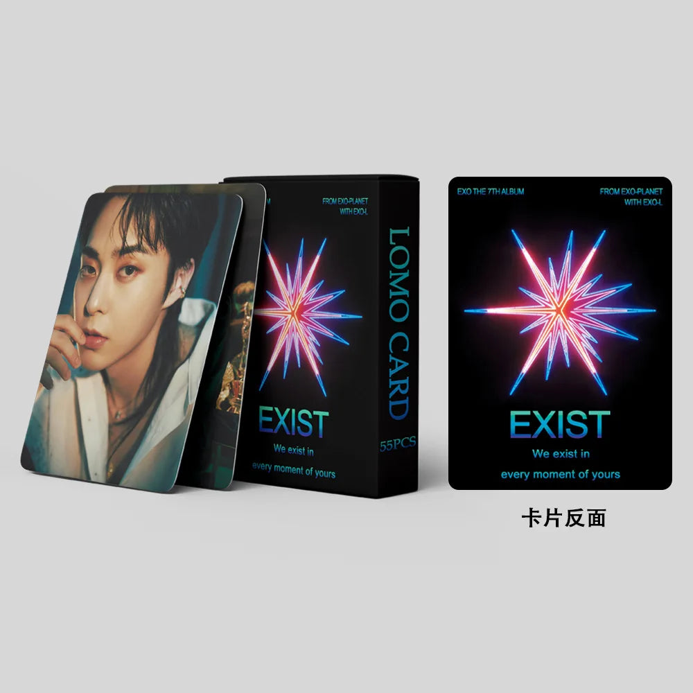 55Pcs/Set Kpop EXO LOMO Cards New Album EXIST Lomo Cards  HD Photocards EXO Boys Photo Card For Fans Collection Gift