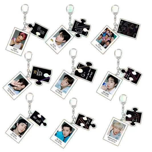 Kpop EXO Keychain New Album Hear Me Out Acrylic Keyring Car Bag Accessories Pendant Key Chain SEHUN BAEKHYUN Gift Fans