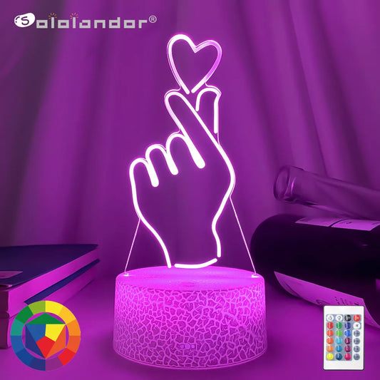 Newest Kid Light Night 3D LED Night Light Creative Table Bedside Lamp Romantic than heart light Kids Gril Home Decoration Gift