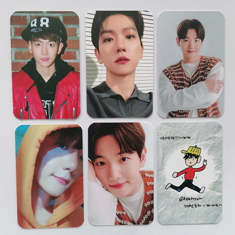 6Pcs/Set KPOP Photocards EXO Card Postcard Double-Sided Printing LOMO Cards BAEK HYUN Fans Collection Gifts