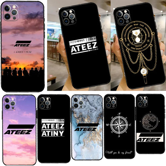 KPOP ATEEZ Logo Case For iPhone 11 Pro Max 12 13 Mini X XS Max XR 7 8 Plus SE 2020 Silicone Cover Coque