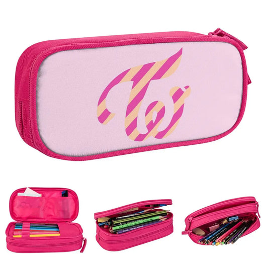 Kpop Twice Logo Idol Pencil Cases New Pen Bags for Student Big Capacity Office Gift Pencilcases