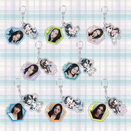 New KPOP Jeans Attention Keyring New Girls Idol Group Acrylic Figure Doll Pendant Keychain Fans Collections Accessories Jewelry