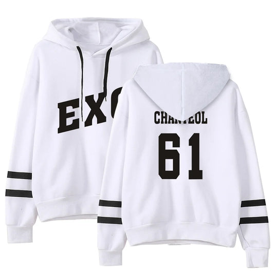 EXO Hoodies Kpop SE HUN Park Chanyeol LAY Singer Names Print Hoodie Women Men Sweatshirt Korean Fashion Loose Sweatshirts