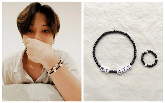 Kpop ATEEZ Wooyoung Bracelet  Ring ATINY For Fans Bangle Collection Beads Acrylic Bracelet K-POP ATZ Name New Arrivals