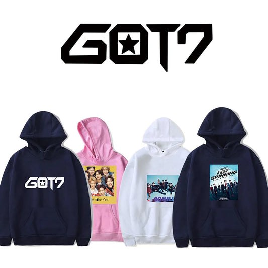 Kpop GOT7 Hoodie Sweatshirts YoungJae YuGyeom BamBam Jackson Mark Junior JB JinYoung Hooded Pullovers Korean Clothes Streetwear