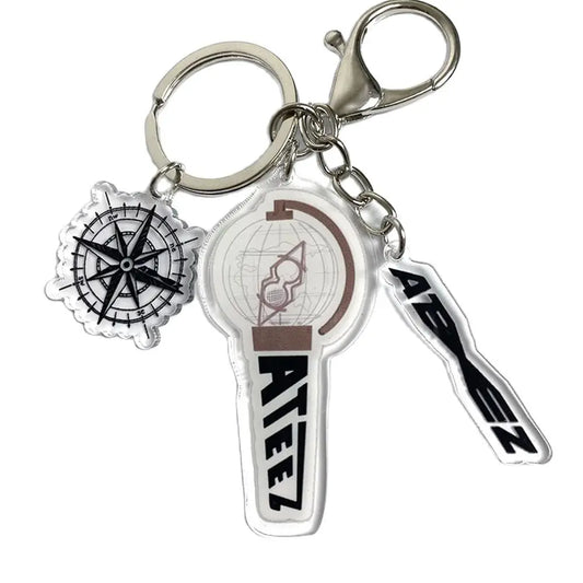 Kpop Light Stick Mini Keychain Stray Kids TWICE MAMAMOO ATEEZ ST Korean Group Series Three-piece pendant High Quality Keychain