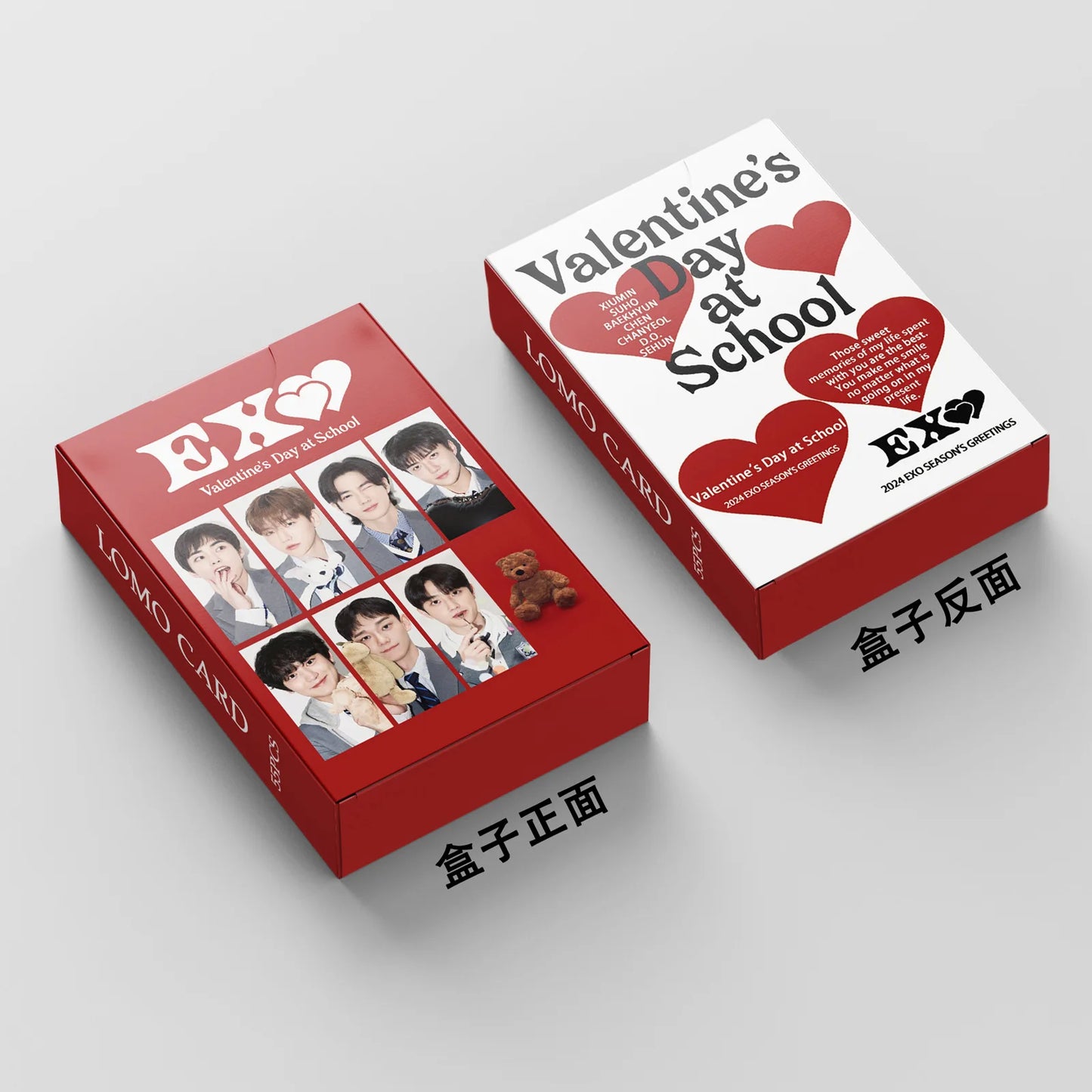 55Pcs/Set Kpop EXO New Album Valentine's Day at School Lomo Cards Photocard Poster HD Baekhyun SeHun KAI Card Collection Gift